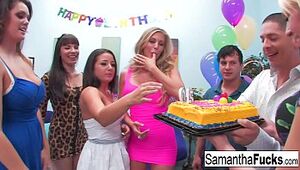 Samantha celebrates her bday with a insatiable crazy intercourse