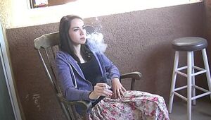 Emily Grey sizzling teenager nymph smoking a ciggy