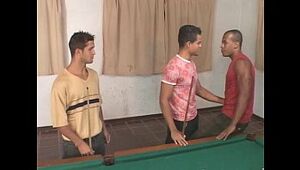 Super hot fag 3some on the pool table